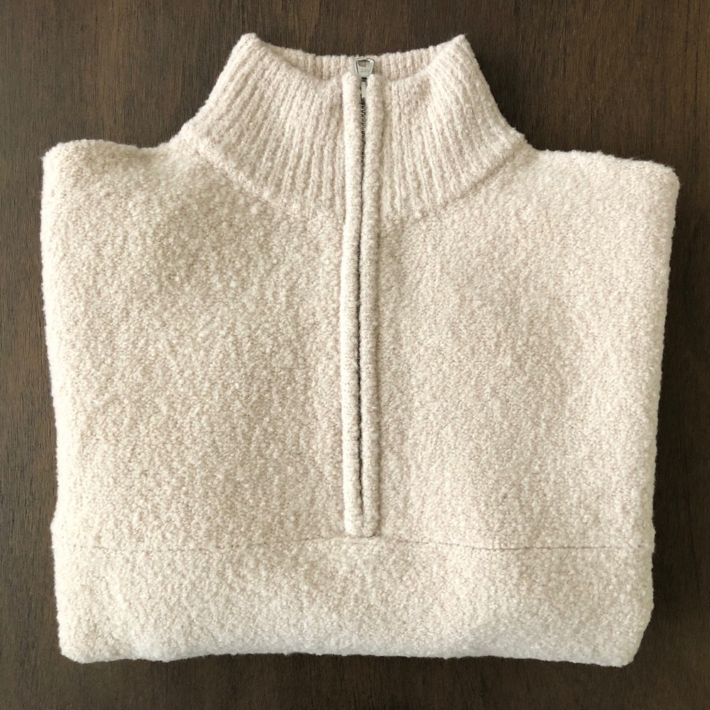 Jenni Kayne Boucle Half-Zip Sweater in Oatmeal, S